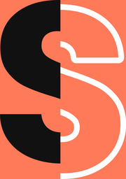 The Stimpy icon: a letter S split down the middle, a solid half on the left and an outlined half on the right